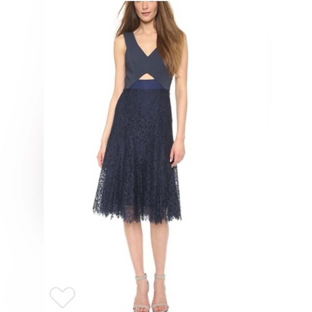 Rebecca Taylor Midnight Blue Lace Cut Out Midi Dress Women's Size 2